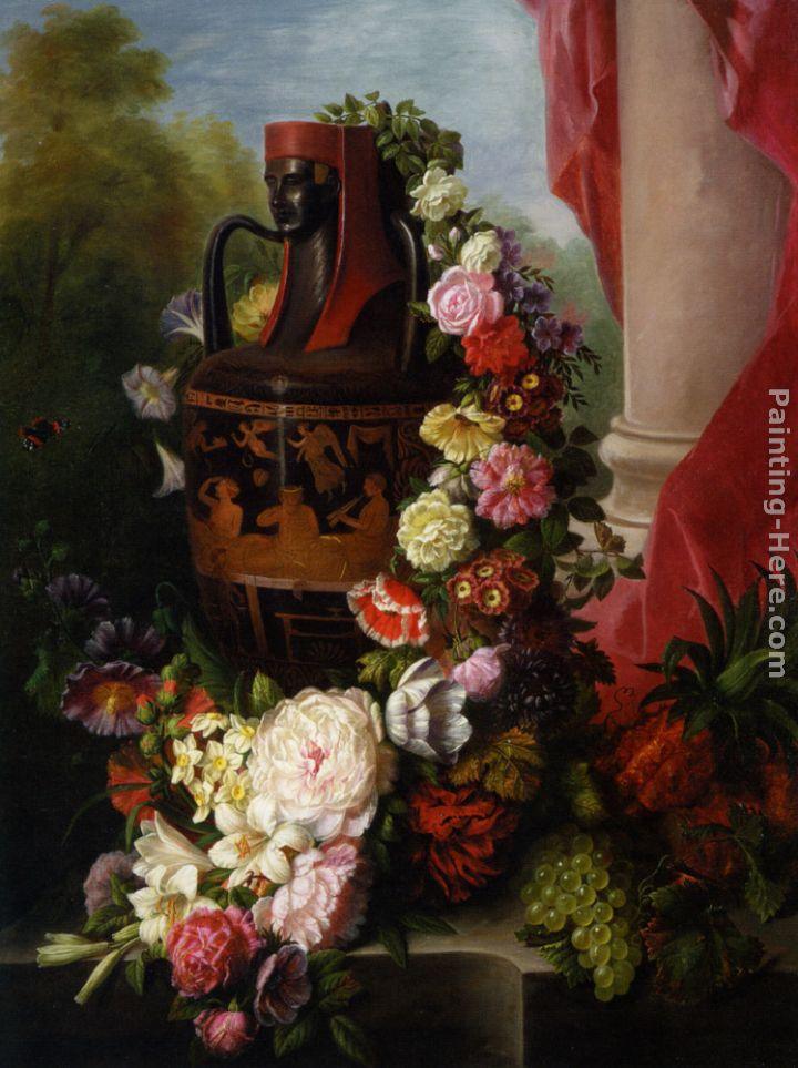 Virginie de Sartorius A Greek Urn with Garland of Roses